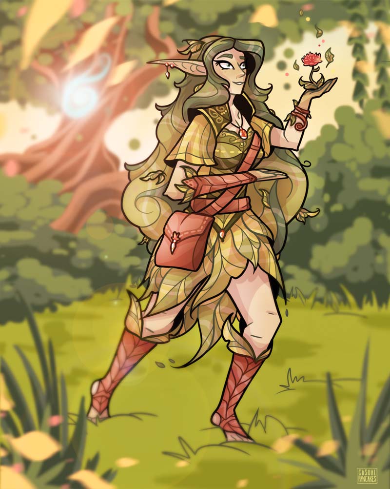 Portrait-character-design-example,-a-dungeons-and-dragons-elven-fae-druid