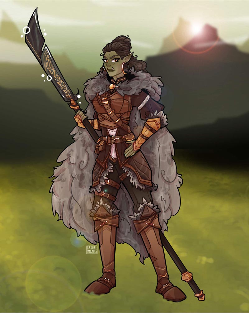 Portrait-character-design-example,-a-dungeons-and-dragons-orc-barbarian